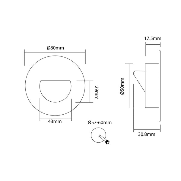 Foro Round Recessed Wall Light