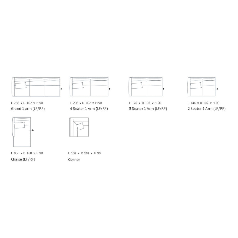 Alpine Modular Sofa - 3 Seater 1 Arm