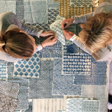 Flores Pacific Blue Linen Fabric