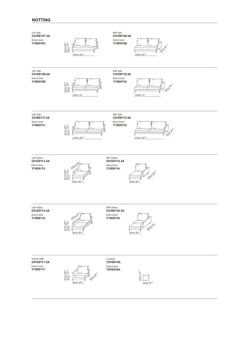 Notting Sofa - Armless Sofa (C01D0101)