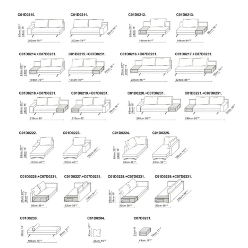 Wake Sofa - Armless Sofa (C01D0212)