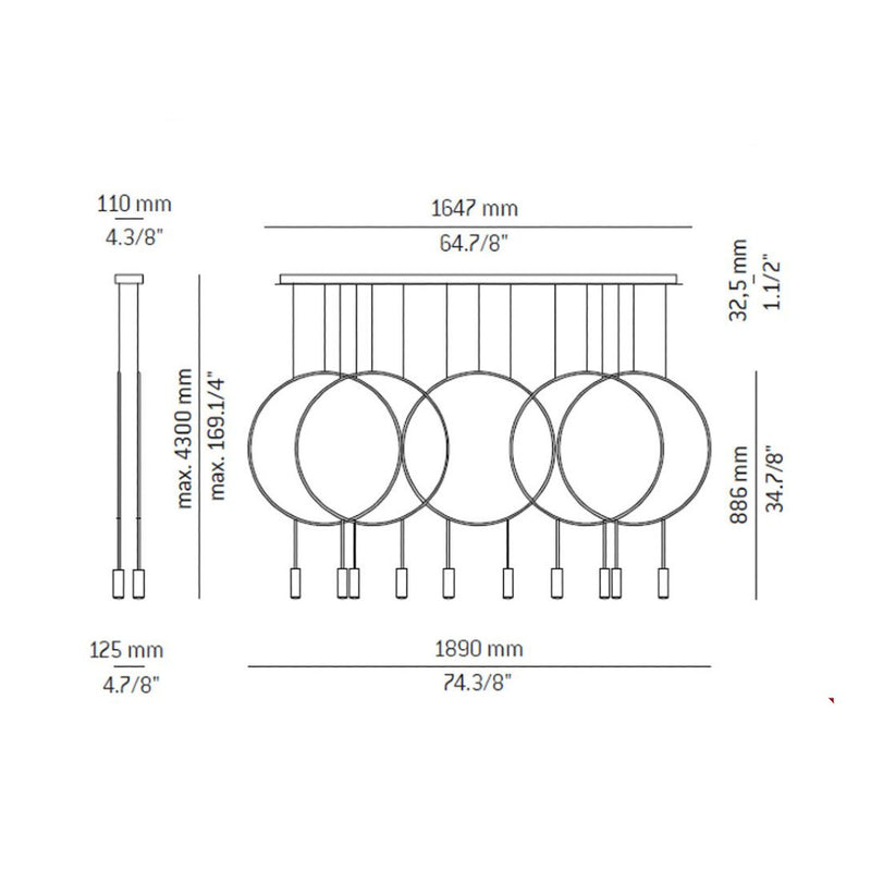 Revolta 5x Double Pendant Light