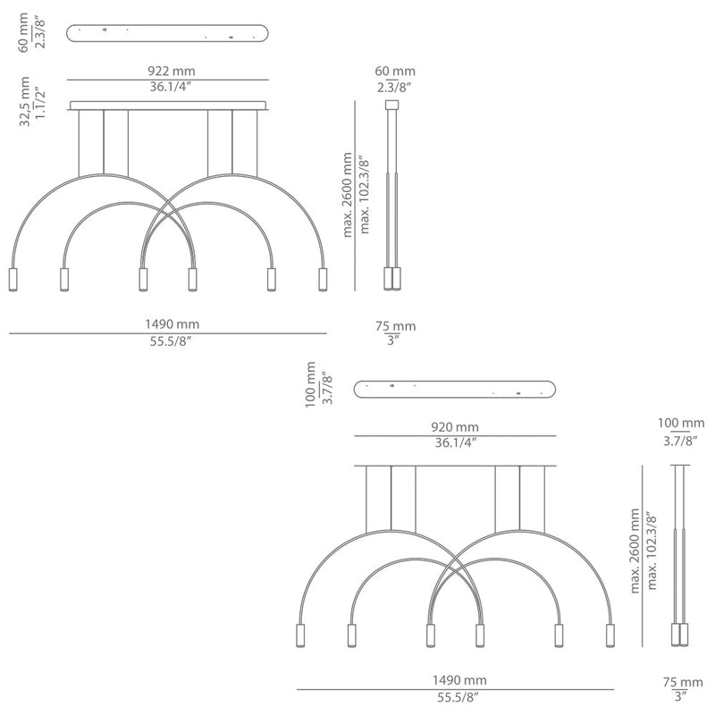 Volta T-3535 T-3536 Multi Pendant Light