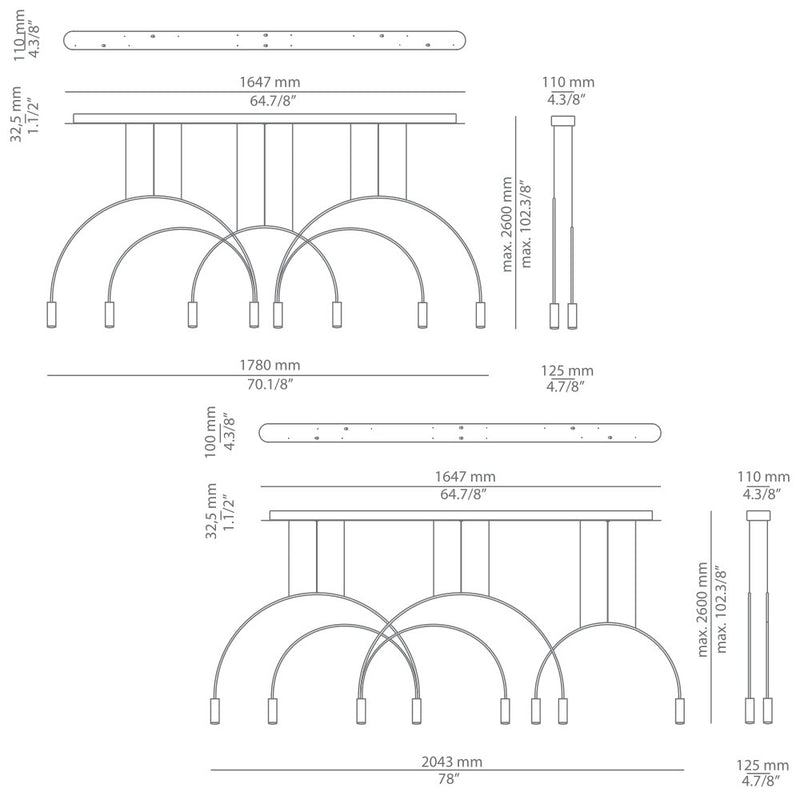Volta T-3535 T-3536 Multi Pendant Light