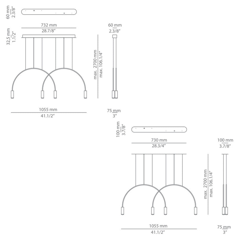 Volta T-3535 T-3536 Multi Pendant Light