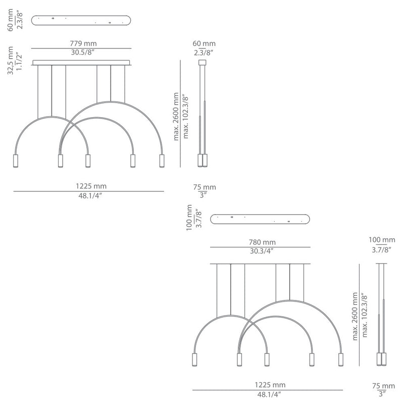 Volta T-3535 T-3536 Multi Pendant Light