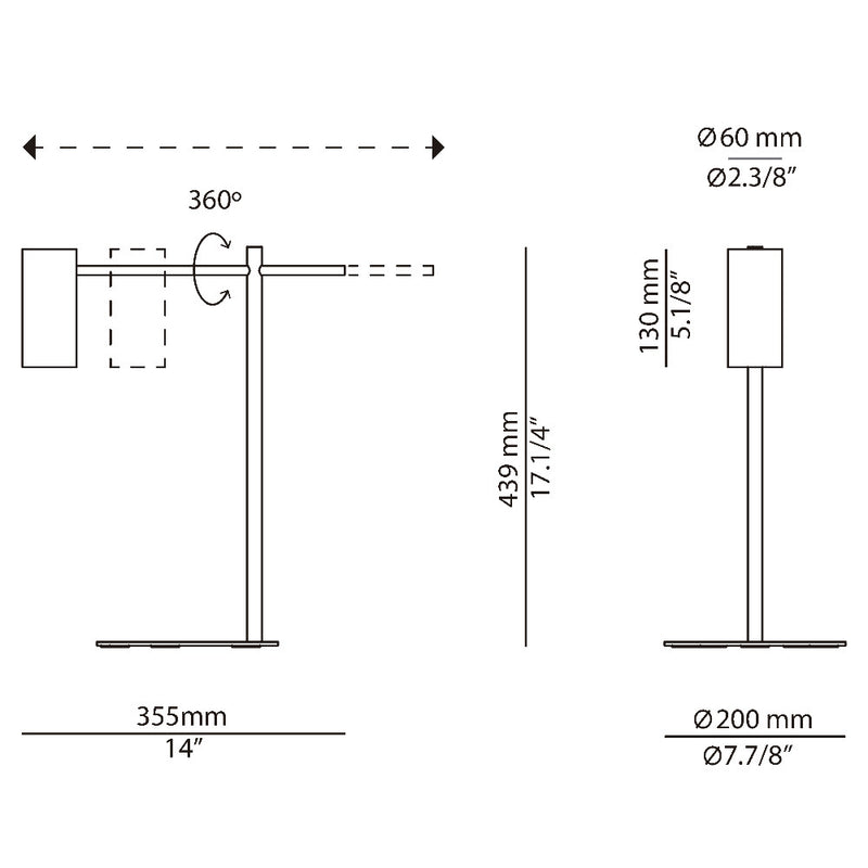 Cyls Table Lamp with Reading Arm